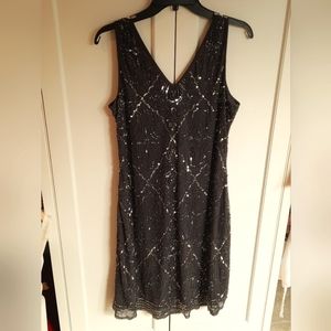 Patra Sequins, beaded special occasion dress w jacket, 16, side zip, knee length